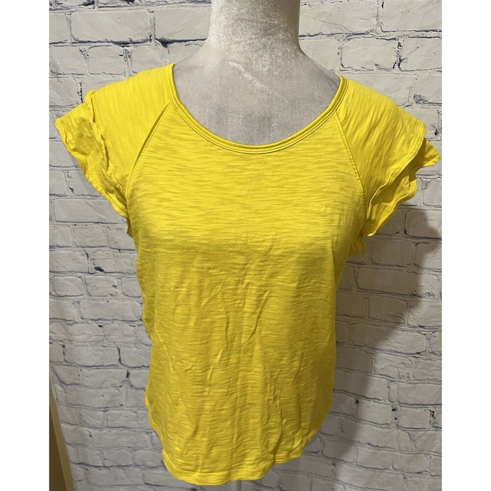 White House Black Market Go Getter Ruffle Sleeve Tee Top Yellow Women's Medium